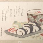 Woodblock print of sushi